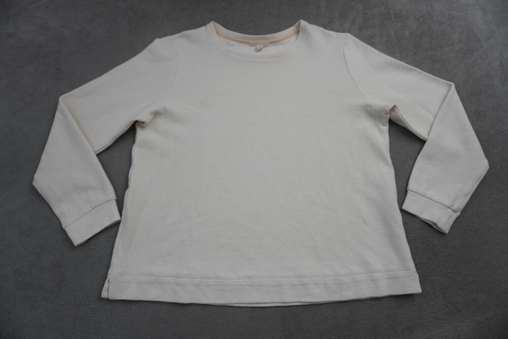Eileen Fisher Pullover Womens Medium White Organic Cotton Long Sleeve Crew Neck